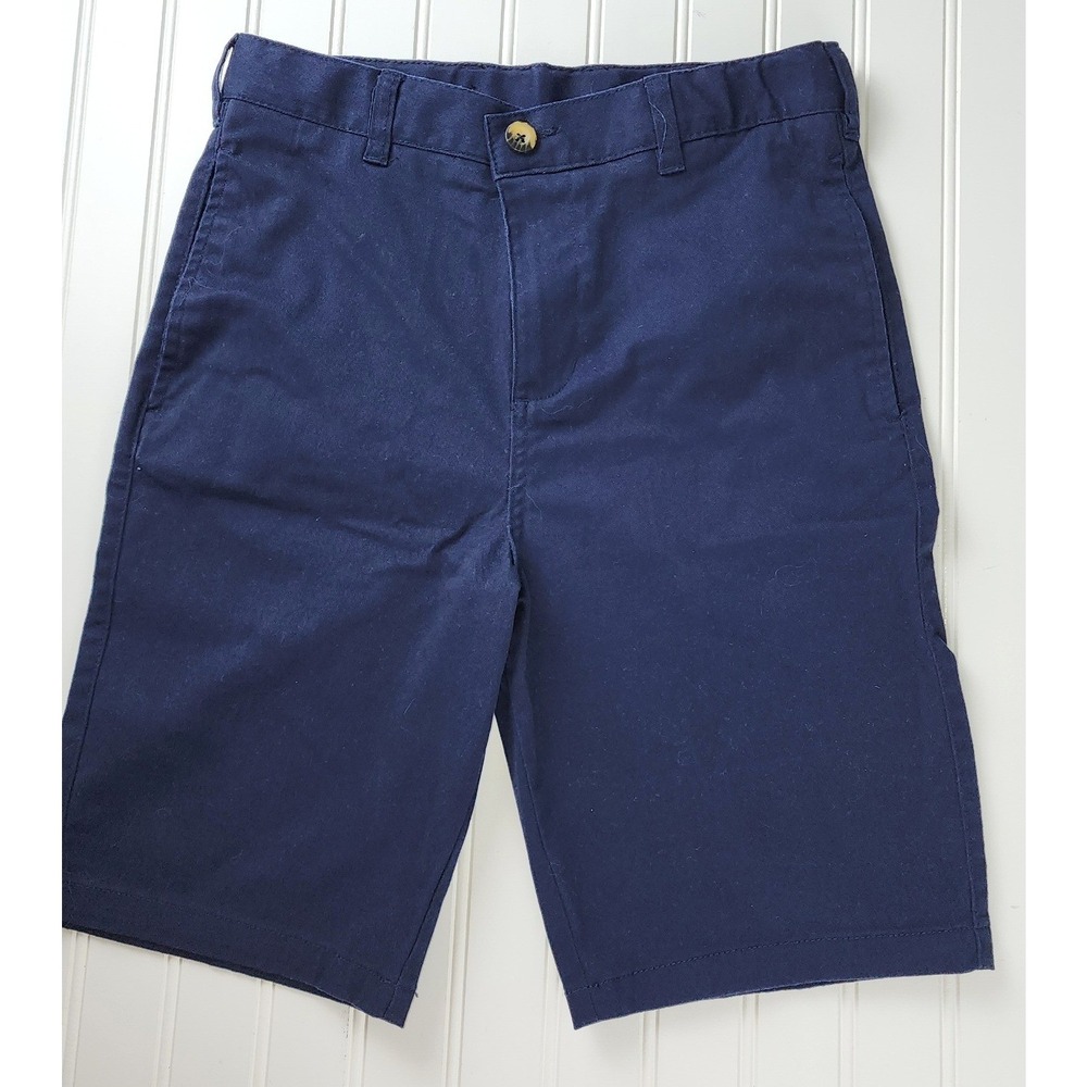 French Toast Chino Shorts Boys 16 Navy Blue Adjustable Waist Flat Front